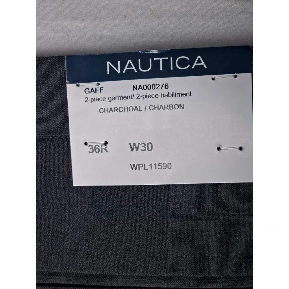 Nautica 2 Piece Suit Mens Chest 36R Pants‎ 30Wx30L Charcoal Modern Fit NWT